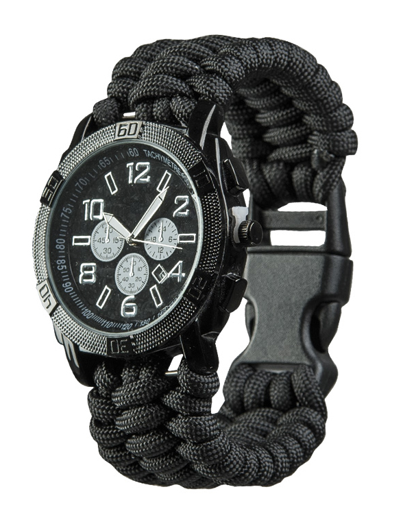 Uhr Paracord Armband Schwarz L