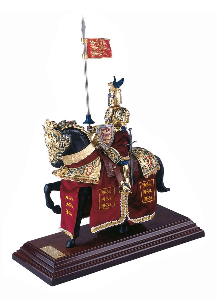 Miniatur Ritter auf Pferd Drachenhelm Rot
